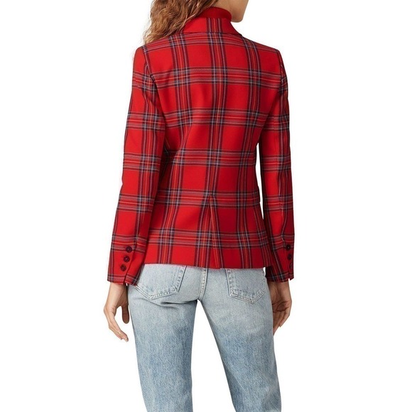 Tara Jarmon Virginie Blazer Plaid Red 38 - Picture 3 of 11